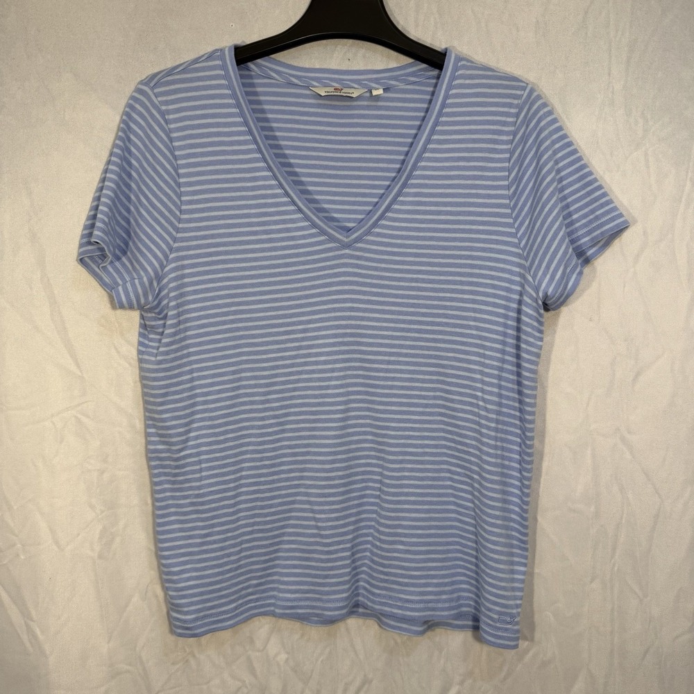 Vineyard Vines Women's XL Linen Striped V Neck Short Sleeve T-Shirts Lot Of 3 - Picture 7 of 9